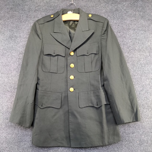 U.S. Army Men's Serge Green Coat Green Size 36 PolyWool Blend Uniform Military - Picture 8 of 13